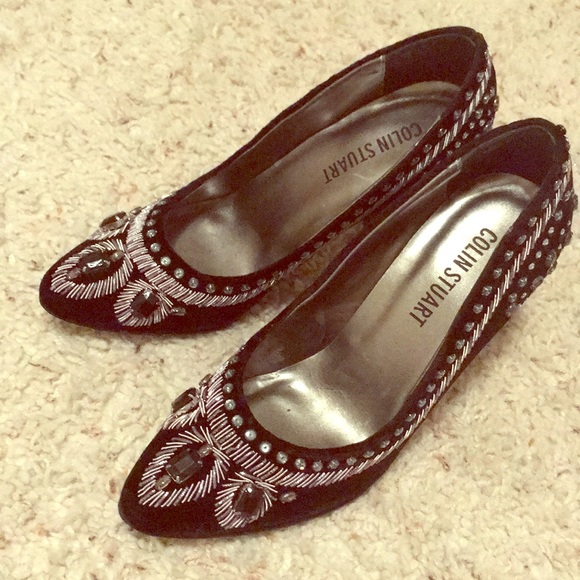 Black velvet heels with gorgeous decorations - Picture 2 of 8